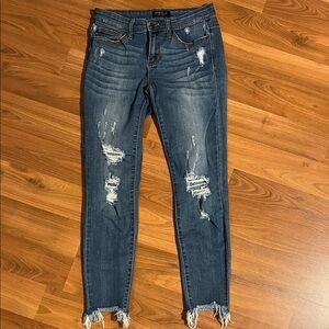 Judy Blue Dark Blue Distressed Skinny Jeans